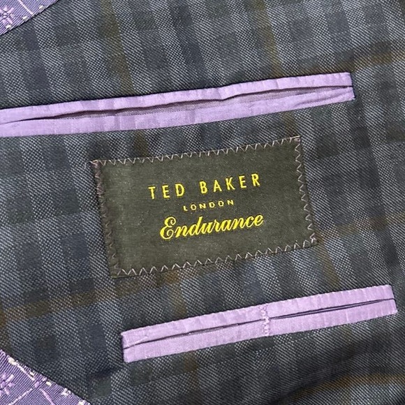 Men's Ted Baker Endurance 100% Wool Plaid Blazer‎ Sport Coat Navy 42R READ - Picture 10 of 13